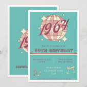 Carte vintage 1964 60e anniversaire Invitation (Devant / Derrière)