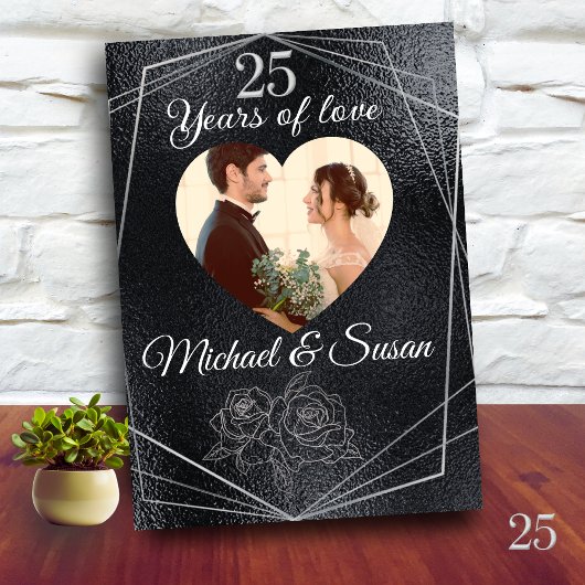 Carte Vintage 25e anniversaire de Mariage en argent