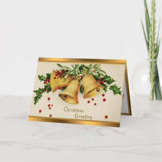 Carte vintage 3 cloches et Mistletoe (Devant)