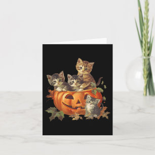 Carte Vintage 90s Chat Retro Citrouille Kittens Hallowee