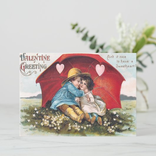 Carte vintage à plat Saint-Valentin (Debout devant)