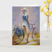 Carte Vintage à vélo (Fleur jaune)