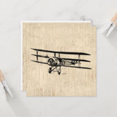 Carte Vintage Airplane Old Antique Plane Illustration (Devant/Arrière en situation)