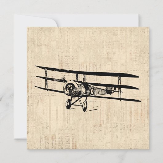 Carte Vintage Airplane Old Antique Plane Illustration (Devant)