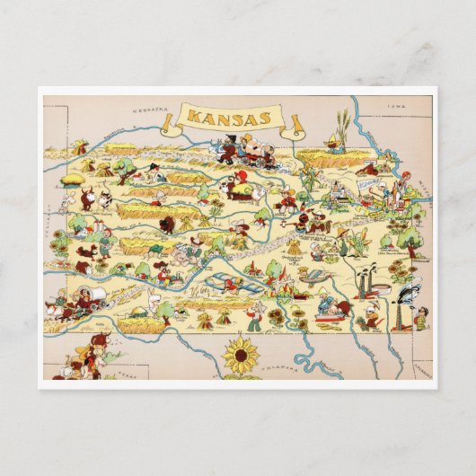 Carte Vintage amusante du Kansas (Devant)