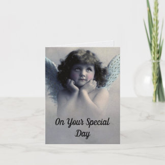 Carte Vintage Angel Birthday Greeting Card