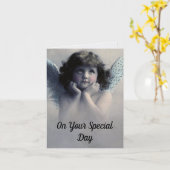 Carte Vintage Angel Birthday Greeting Card (Fleur jaune)