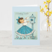 Carte Vintage - Anniversaire Bonjour, (Fleur jaune)