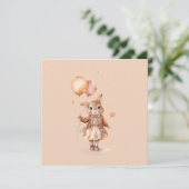 Carte vintage anniversaire mignon lapin (Debout devant)