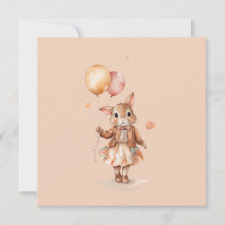 Carte vintage anniversaire mignon lapin