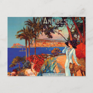 Carte vintage Antibes Côte d'Azur Travel