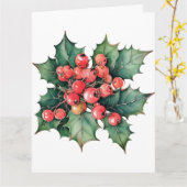 Carte Vintage aquarelle sainte baies feuilles (Fleur jaune)