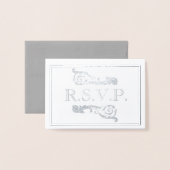 Carte vintage Argent Argent Gris RSVP Foil (Devant avec enveloppe)