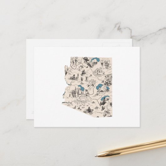 Carte Vintage Arizona Carte graphique Arizonan ant (Devant/Arrière en situation)