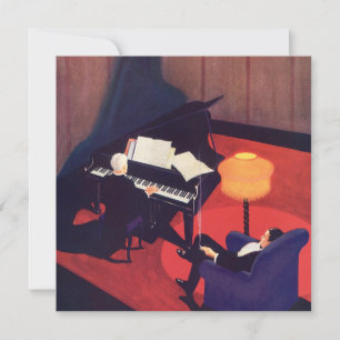Carte Vintage Art Déco Music Lounge Piano Player Pianist