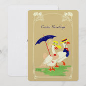 Carte vintage Art Nouveau Canards Pâques (Devant / Derrière)