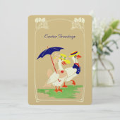Carte vintage Art Nouveau Canards Pâques (Debout devant)