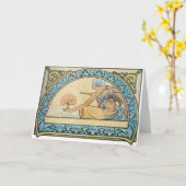 Carte Vintage Art Nouveau sunset (Fleur jaune)
