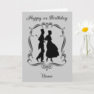 Carte Vintage Art Silhouette Homme Femme Anniversaire