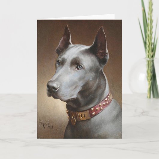 Carte Vintage Artwork - Doberman Pinscher Portrait, (Devant)