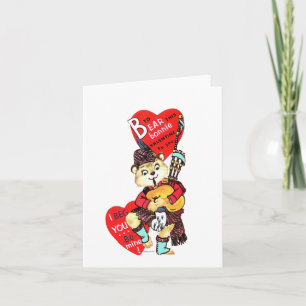 Carte Vintage B pour Bear Valentine