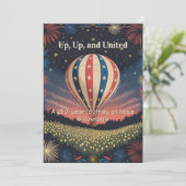 Carte Vintage Balloon & Fireworks Celebration Invite (Debout devant)