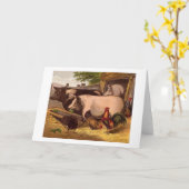 Carte Vintage - Barnyard Friends, (Fleur jaune)