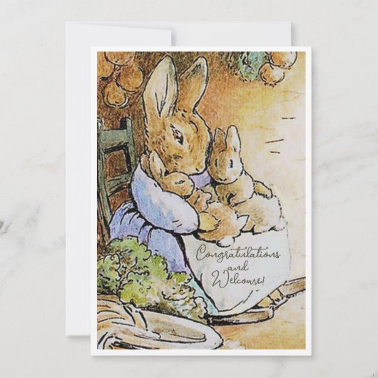 Carte Vintage Beatrix Potter Nouveaux jumeaux Félicitati (Devant)