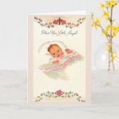 Carte Vintage - Bénissez-Vous Petit Ange, (Fleur jaune)