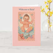 Carte Vintage - Bienvenue à Baby, (Fleur jaune)