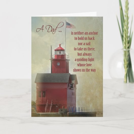 Carte Vintage Big Red Lighthouse pour papa (Devant)