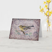 Carte Vintage Bird (Fleur jaune)