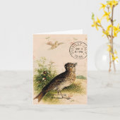 Carte Vintage Bird, Anniversaire (Fleur jaune)
