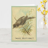 Carte Vintage Bird, Anniversaire (Fleur jaune)