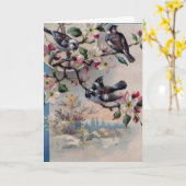 Carte Vintage Birds, German Birthday (Fleur jaune)
