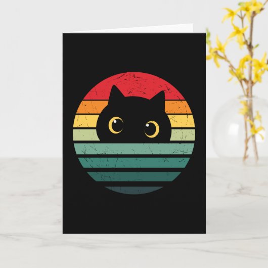 Carte Vintage Black Cat (Fleur jaune)