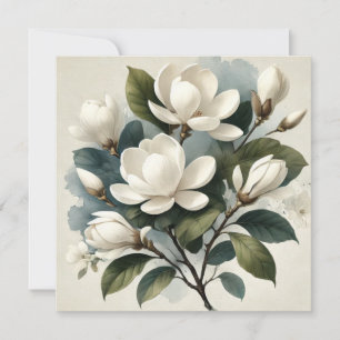 Carte Vintage blanc Magnolia Botanique