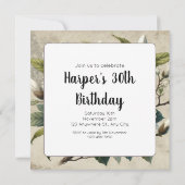 Carte Vintage blanc Magnolia Botanique (Dos)