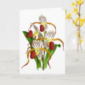 Carte Vintage blanc rouge orchidée (Fleur jaune)