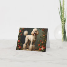 Carte vintage blanche de caniche