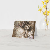 Carte vintage BLANK Little Girl (Fleur jaune)