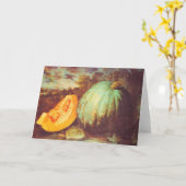 Carte Vintage bleu citrouille héritier automne peinture (Fleur jaune)