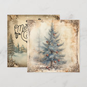 Carte vintage Blue Christmas Tree (Devant / Derrière)