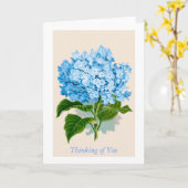 Carte Vintage Blue Hydrangea Bloom Penser à vous (Fleur jaune)