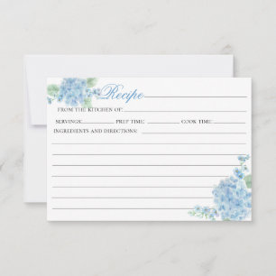 Carte vintage Blue Hydrangea Flower Garden Recette