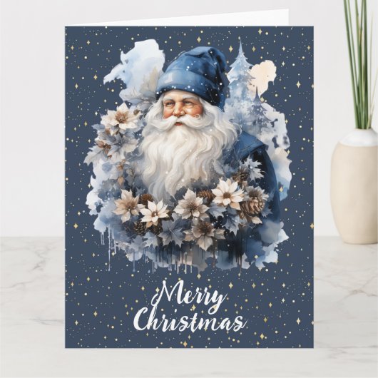 Carte Vintage Blue Père Noël personnalisable XL Holiday (Devant)