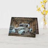 Carte Vintage Blue Truck Rustic Grange (Fleur jaune)
