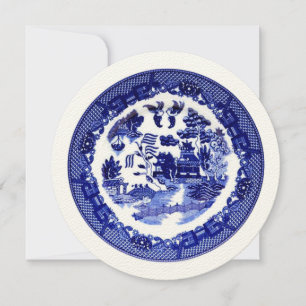 CARTE vintage BLUE WILLOW MOTIF HI-DEF