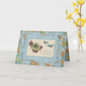 Carte vintage Bluebirds Meilleurs voeux (Fleur jaune)