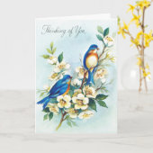 Carte Vintage - Bluebirds - Penser à vous, (Fleur jaune)